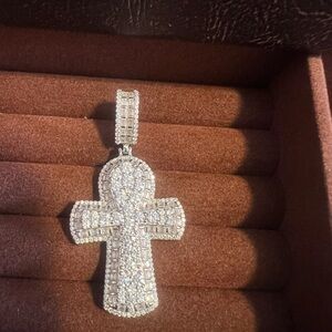 Silver Cross Pendant with Crystals